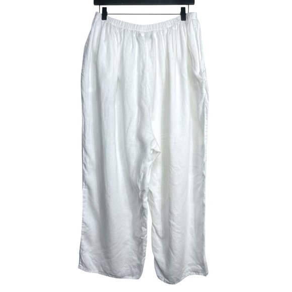 FLAX 100% Linen Wide Leg Elastic Waist Pants in White Size 2G (22-24) - Picture 11 of 11